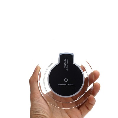 Custom Logo Portable OEM fast Mini Qi Wireless Charger for mobile phone